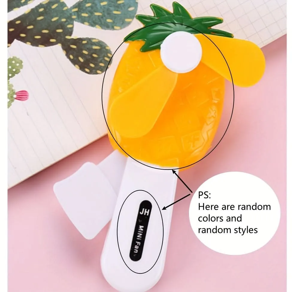 4-Pack Mini Manual Cartoon Fruit Fans – Battery-Free Portable Handheld Coolers