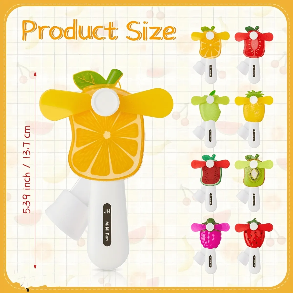 4-Pack Mini Manual Cartoon Fruit Fans – Battery-Free Portable Handheld Coolers