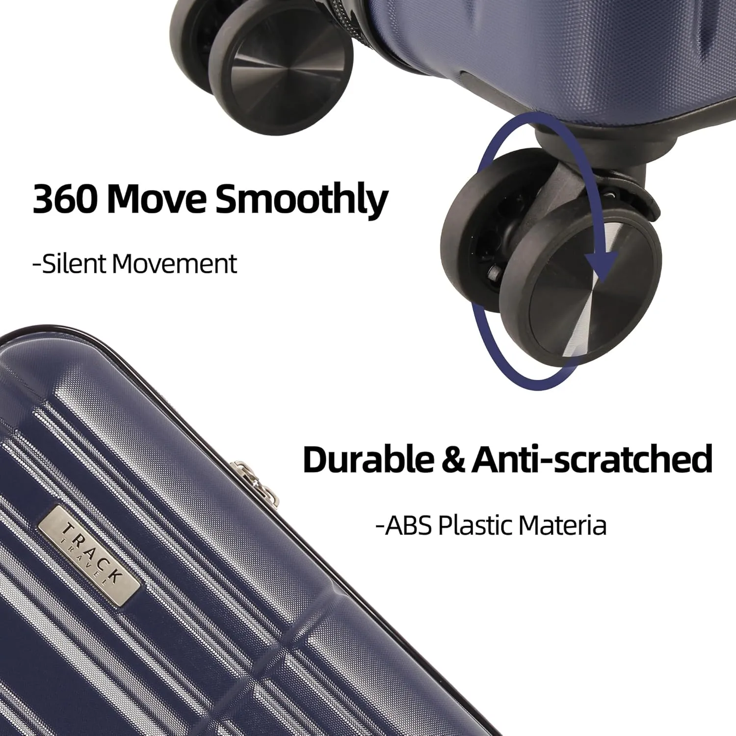 4 Piece Luggage Set ABS PC Expandable Hardshell TSA Lock Aluminum Trolley Spinner Wheels (Blue, 6 Piece Set)