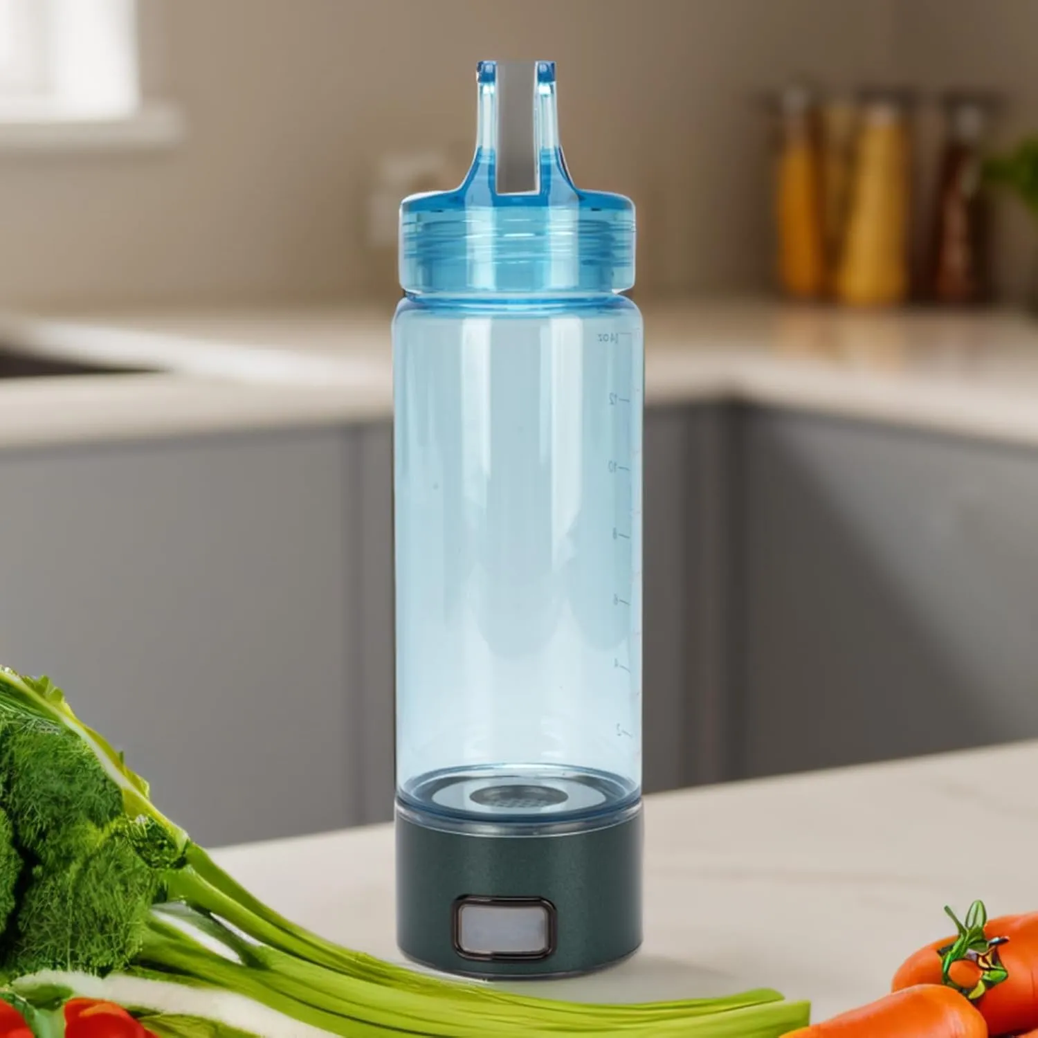 400ml Hydrogen Rich Water Bottle, Portable Hydrogen Water Generator Hydrogen Water Ionizer Machine with 13,000ppb Output for Sports & Travel (Green Blue)
