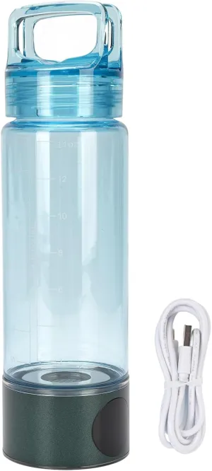 400ml Hydrogen Rich Water Bottle, Portable Hydrogen Water Generator Hydrogen Water Ionizer Machine with 13,000ppb Output for Sports & Travel (Green Blue)