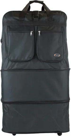 40" Black Large Rolling 6 Wheeled Duffel Bag Spinner Suitcase Duffle Bag Luggage