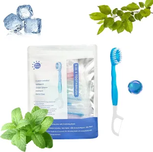 5 in 1 Mini Toothbrush & Floss & Tongue Scraper & Toothpick Set, 10/26 PCS Travel Toothbrush Set, Disposable Toothbrushes Portable Oral Care for Travel Work (Mint*26)