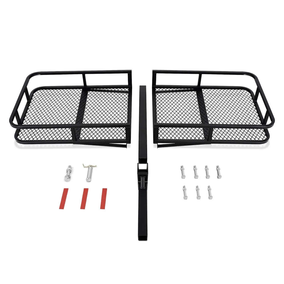 500 LB Foldable Cargo Carrier, Hitch Luggage Basket with Hitch Tightener, Fits 2 Inch Receiver