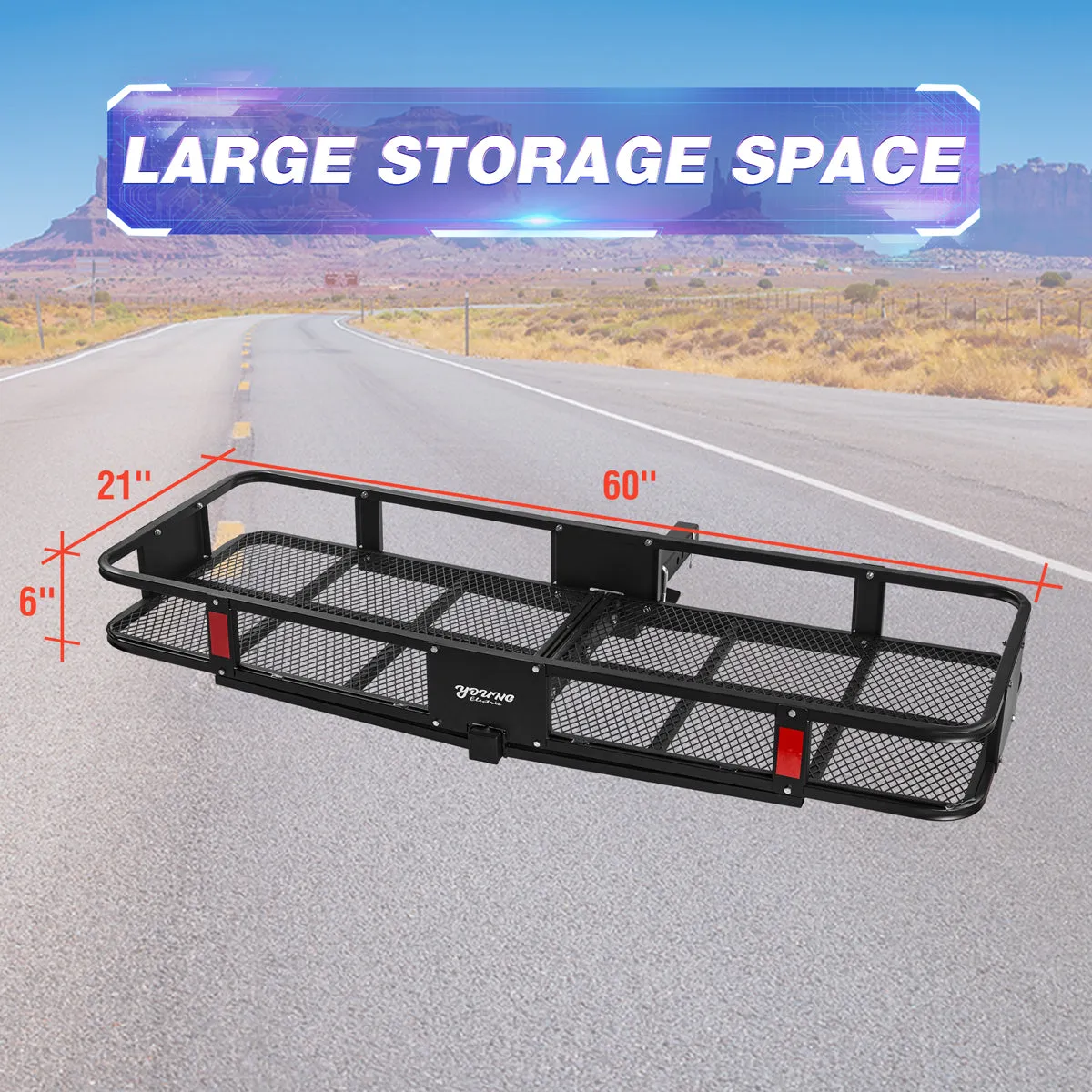 500 LB Foldable Cargo Carrier, Hitch Luggage Basket with Hitch Tightener, Fits 2 Inch Receiver