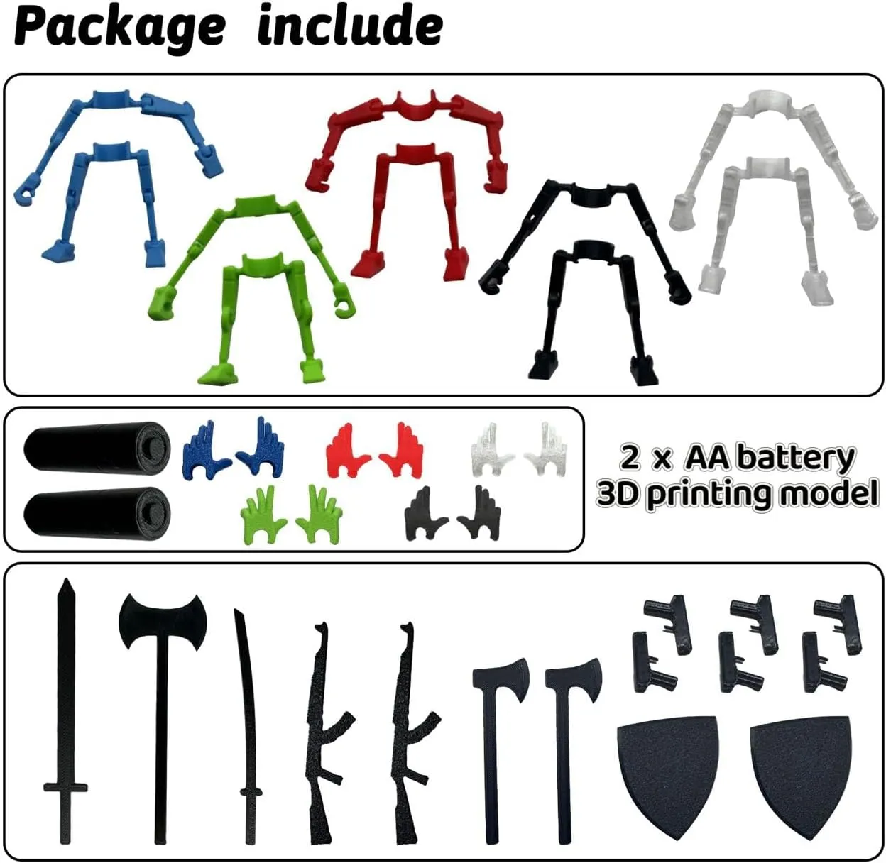 5PCS 3D Printed Mobile Robot T13 Action Figure, Limbs Movable Figure, Environmental Protection Toys, Desktop Decoration, Creative Gifts