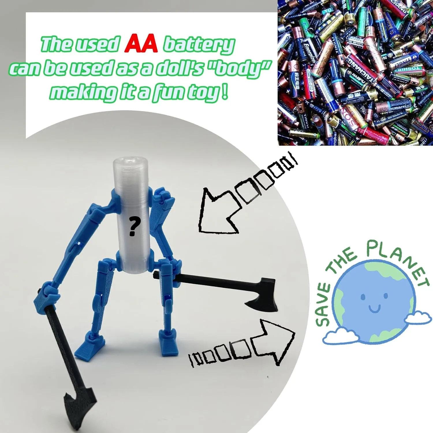 5PCS 3D Printed Mobile Robot T13 Action Figure, Limbs Movable Figure, Environmental Protection Toys, Desktop Decoration, Creative Gifts