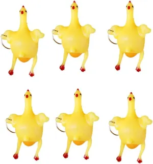 6 Bags of Small and Interesting Egg Laying Chicken Gadget Toys Farting Chicken Whole Egg Chicken Rubber Pie face Anti Pressure, As shown in the figure