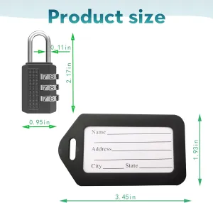 6 Pack Black Combination Luggage Lock 6 Pack Travel Tags，Travel Lock for Luggage, Suitcase, Carry On, Backpack, Laptop Bag.