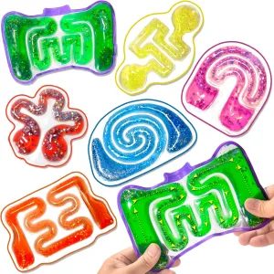 6 PCS Squishy Sensory Fidget Toys to Kids,Squeeze Sensory Tube Filled with Glitter,Goo,Calming Toys for Autistic,ADHD Children,Stress Anxiety Relief Toy for Goodie Bag Stuffers,Stocking Stuffer