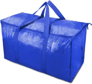 6-piece oversized mobile bag with zipper and handle, heavy-duty storage tote bag, space saving mobile storage bag (treasure blue)