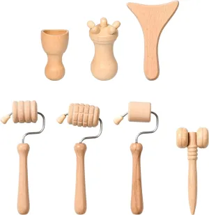 7-in-1 Wooden Facial Massage Tool Set,Face Sculpting Tool Skin Care Facial Muscle Relieving,Sculpt Jawline,Roller Tool Maderoterapia Kit for Relieving Fatigue