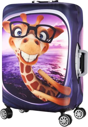 7-Mi 3D Print Design Travel Suitcase Protector Trolley Case Cover 19"-30" Sleeve (L(Fits to 26"-28" Trolley Case), Giraffe(New Version))