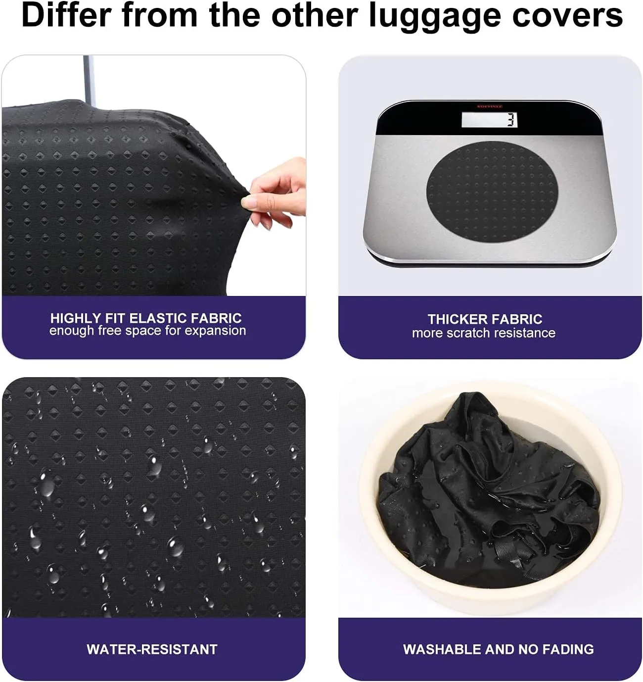 7-mi Travel Luggage Cover Protector, Washable Suitcase Protector Anti-scratch Spandex Baggage Covers Fits 19-21 Inch Luggage