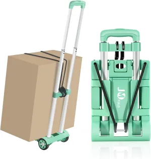 70 lbs Small Folding Hand Truck Dolly with 2 Wheels,Foldable Luggage Cart Expandable Large Chassis Foldable into Backpack for Airport,Travel,Moving and Office Use