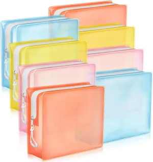 8 Pack TSA Approved Travel Toiletry Bags Frosted Translucent Leak-proof Cosmetic Makeup Bags for Women Men Travel Organizer Airport Security(Pastel Color,8.5 x 6.3 x 2.9 Inch)