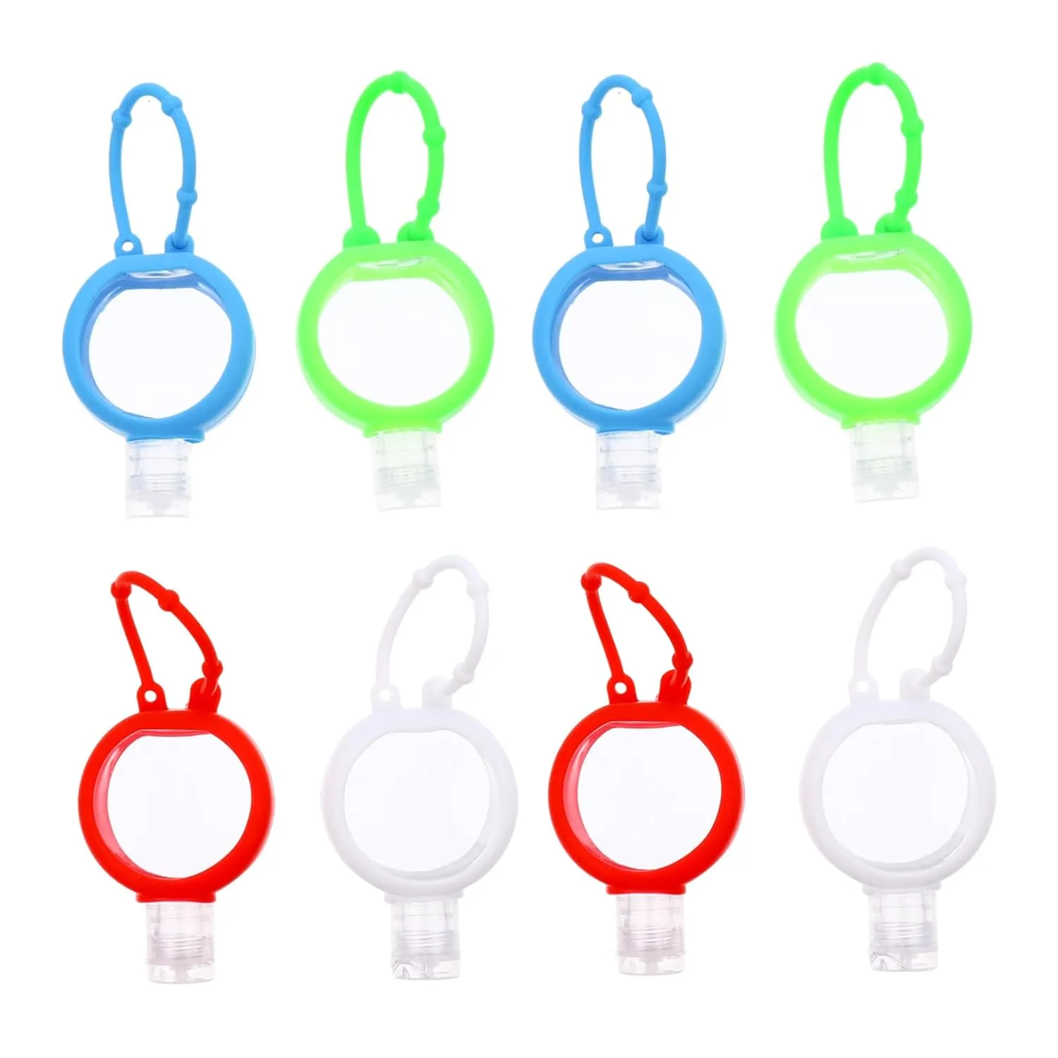 8Sets Travel Bottle Holder with Carrier Refillable Hand Container for Liquid for Travel Perfume and More Mixed Colors