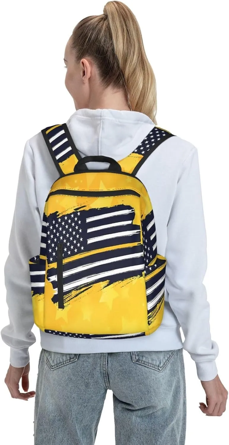 911 Dispatcher American Flag Stars Casual Backpacks Laptop Backpack Outdoor Travel Rucksack Sport Carry-On Daypack Lightweight Bag with Multi-Pockets