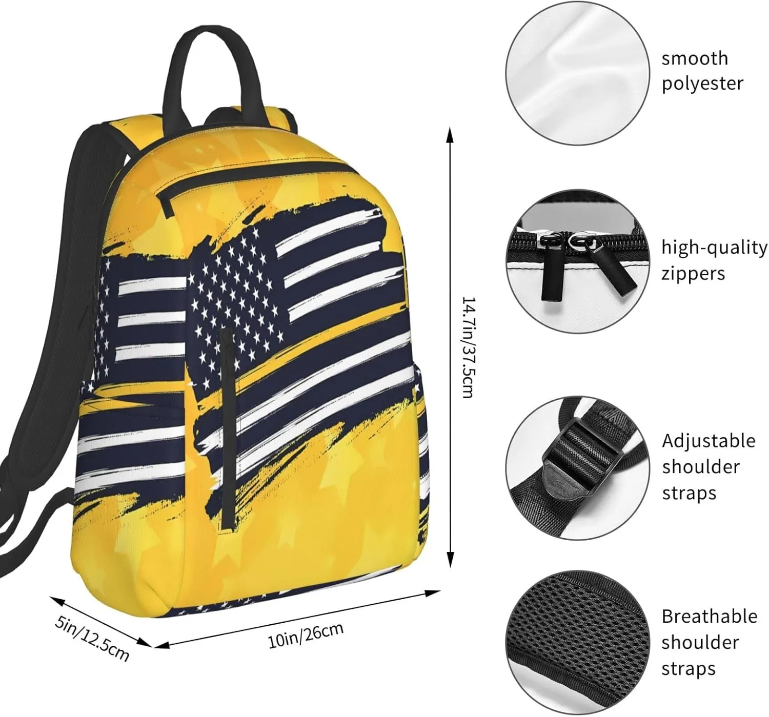 911 Dispatcher American Flag Stars Casual Backpacks Laptop Backpack Outdoor Travel Rucksack Sport Carry-On Daypack Lightweight Bag with Multi-Pockets