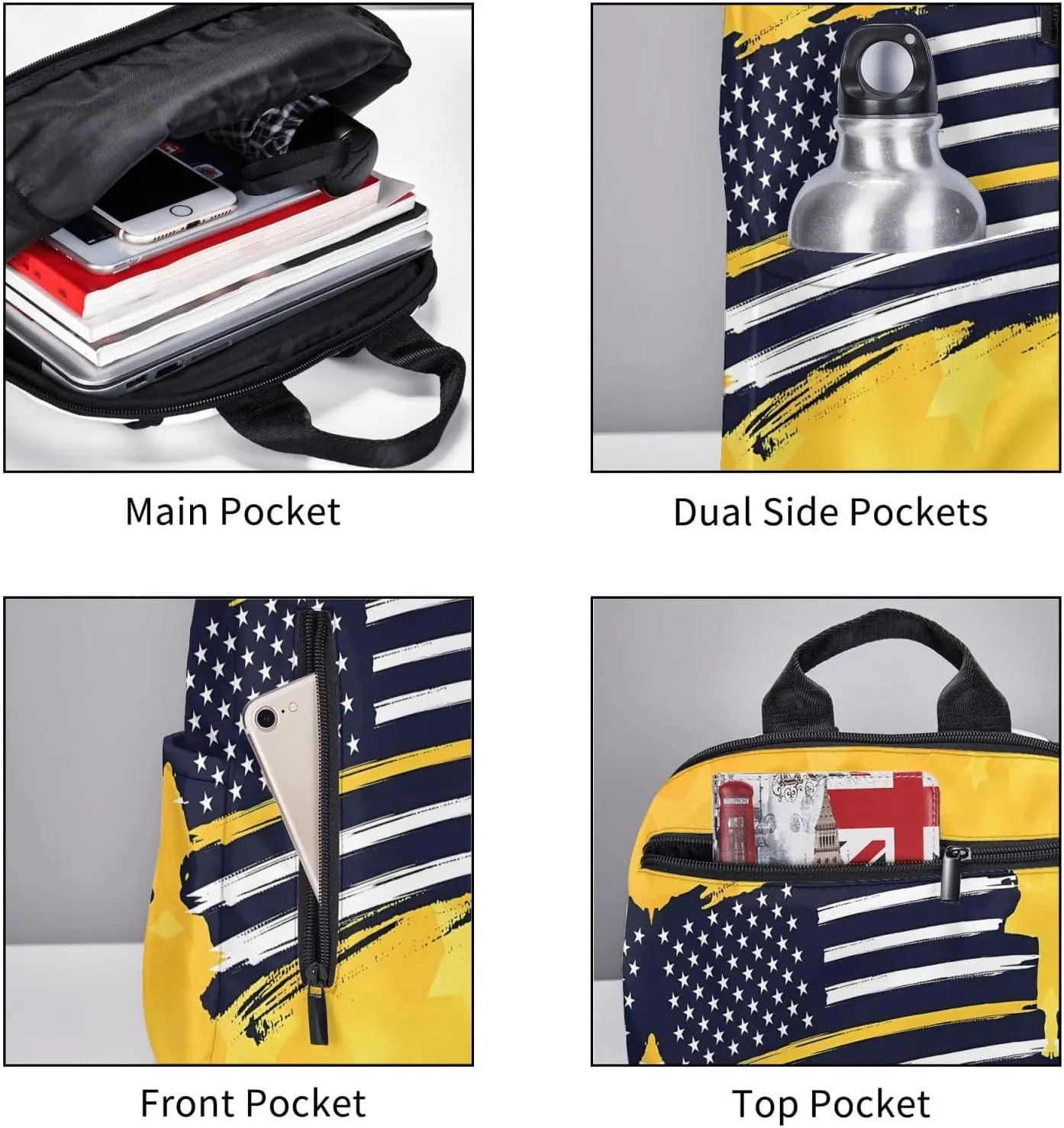 911 Dispatcher American Flag Stars Casual Backpacks Laptop Backpack Outdoor Travel Rucksack Sport Carry-On Daypack Lightweight Bag with Multi-Pockets