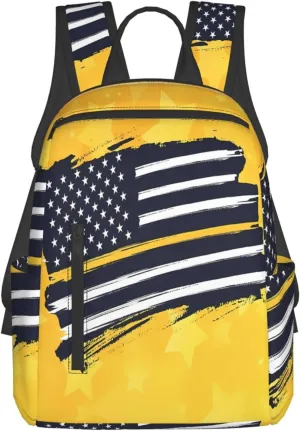 911 Dispatcher American Flag Stars Casual Backpacks Laptop Backpack Outdoor Travel Rucksack Sport Carry-On Daypack Lightweight Bag with Multi-Pockets