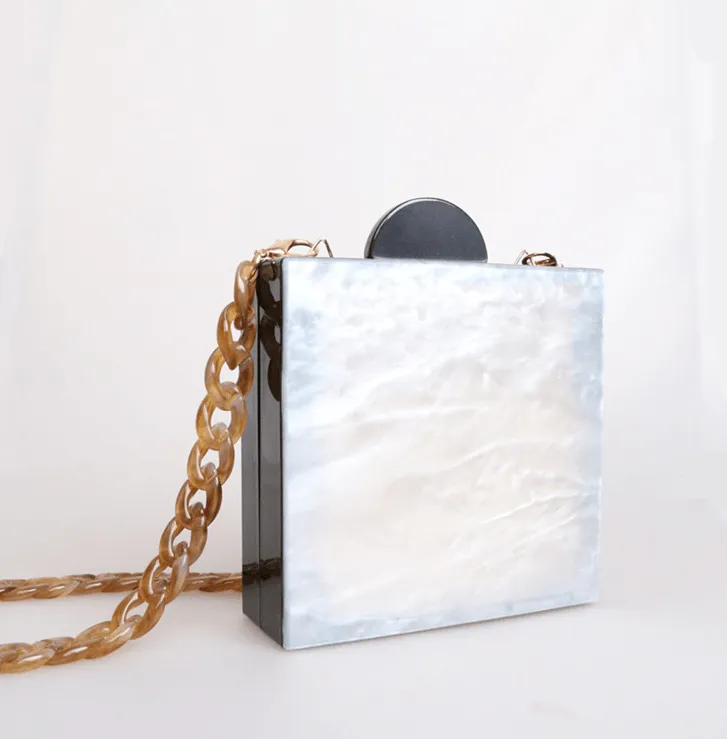 Acrylic Hand-stitched Then Girl Antique Small Square Bag Messenger Bag Vintage Bag Evening Bag