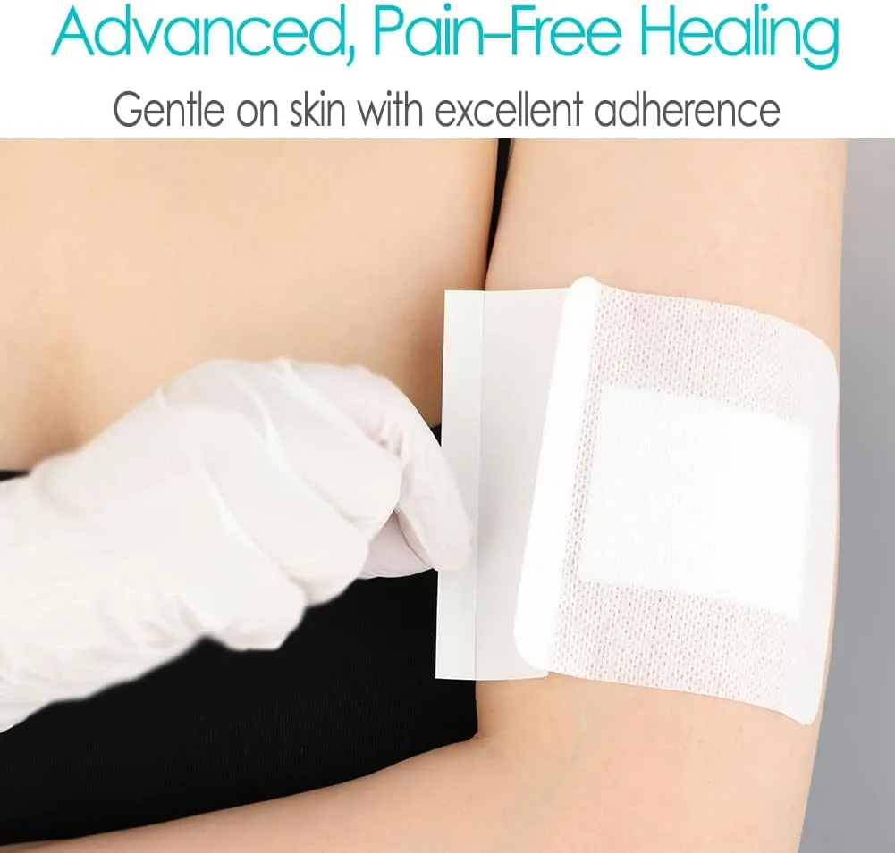 Adhesive Island Wound Dressings Knee Replacement Surgery Breathable Bordered Gauze Bandage Patches with Non-Stick Pad for Hip Surgery Abdominal Back Incision 4"x6" (Pack of 20)