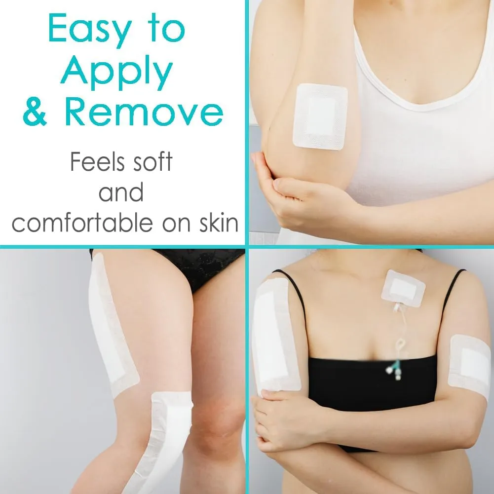 Adhesive Island Wound Dressings Knee Replacement Surgery Breathable Bordered Gauze Bandage Patches with Non-Stick Pad for Hip Surgery Abdominal Back Incision 4"x6" (Pack of 20)