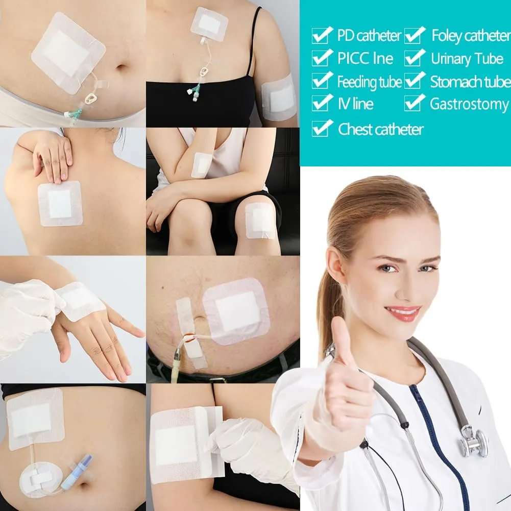Adhesive Island Wound Dressings Knee Replacement Surgery Breathable Bordered Gauze Bandage Patches with Non-Stick Pad for Hip Surgery Abdominal Back Incision 4"x6" (Pack of 20)