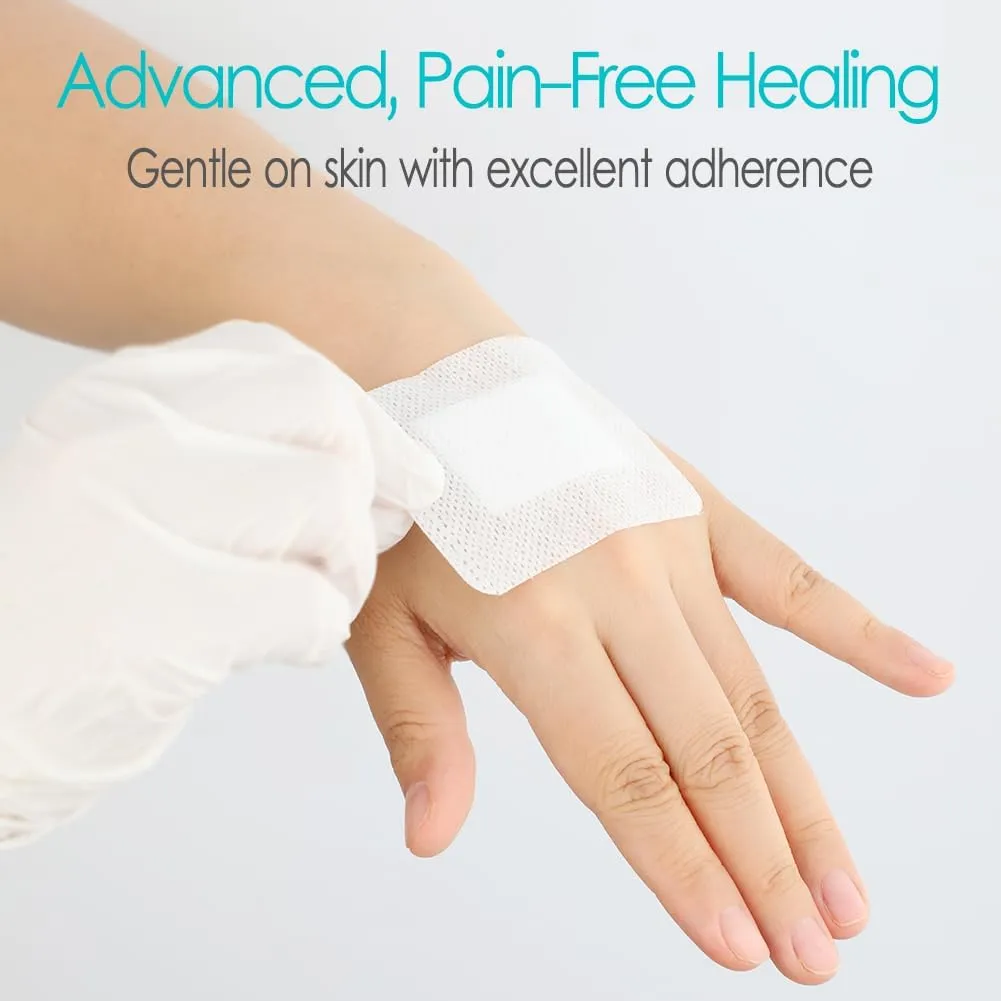 Adhesive Island Wound Dressings Knee Replacement Surgery Breathable Bordered Gauze Bandage Patches with Non-Stick Pad for Hip Surgery Abdominal Back Incision 4"x6" (Pack of 20)