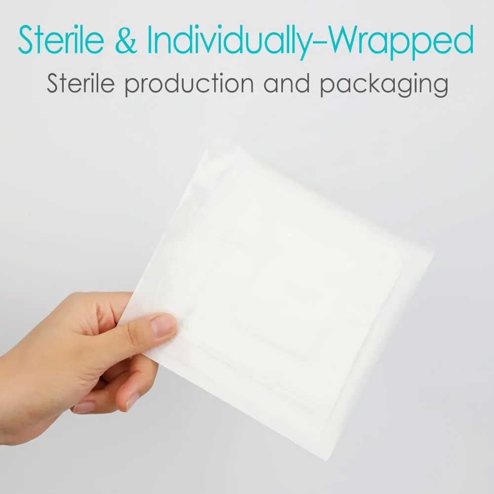 Adhesive Island Wound Dressings Knee Replacement Surgery Breathable Bordered Gauze Bandage Patches with Non-Stick Pad for Hip Surgery Abdominal Back Incision 4"x6" (Pack of 20)