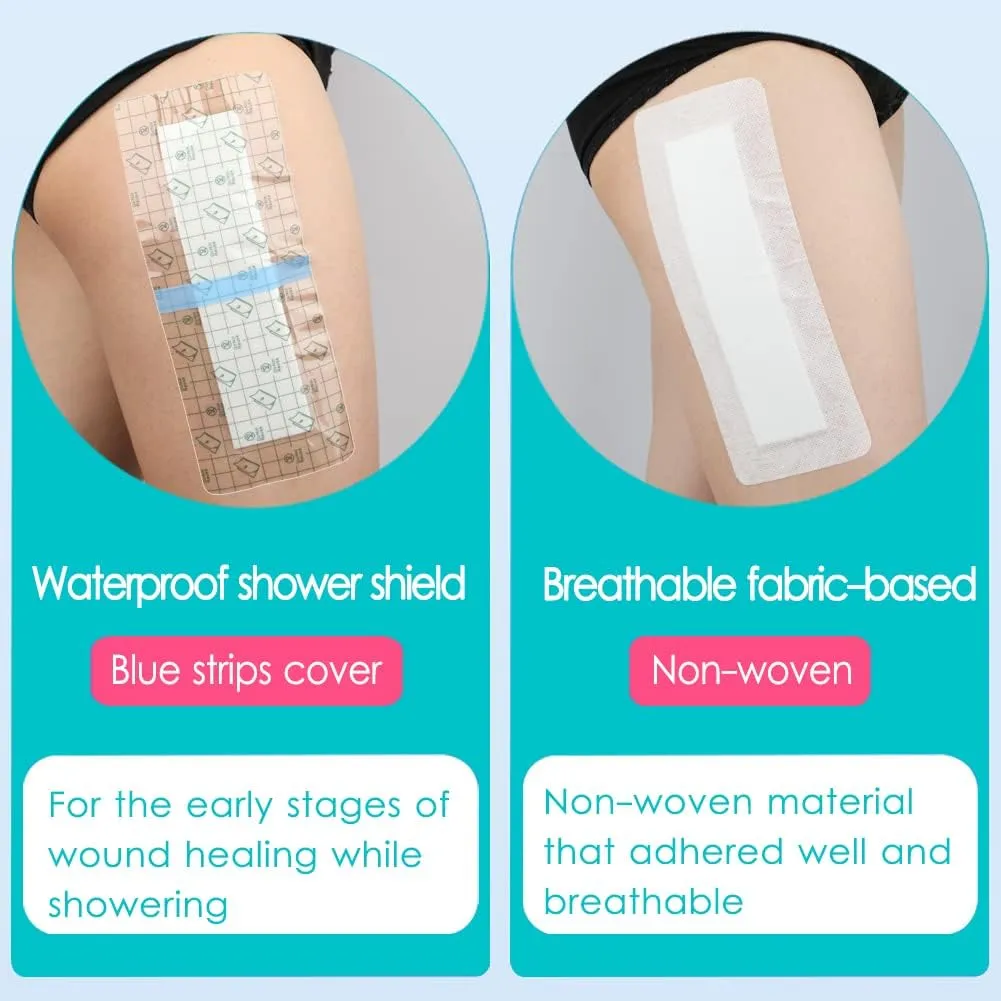 Adhesive Island Wound Dressings Knee Replacement Surgery Breathable Bordered Gauze Large Bandage Patches with Non-Stick Pad for Hip Surgery Abdominal Back Incision 4"x10" (Pack of 20)
