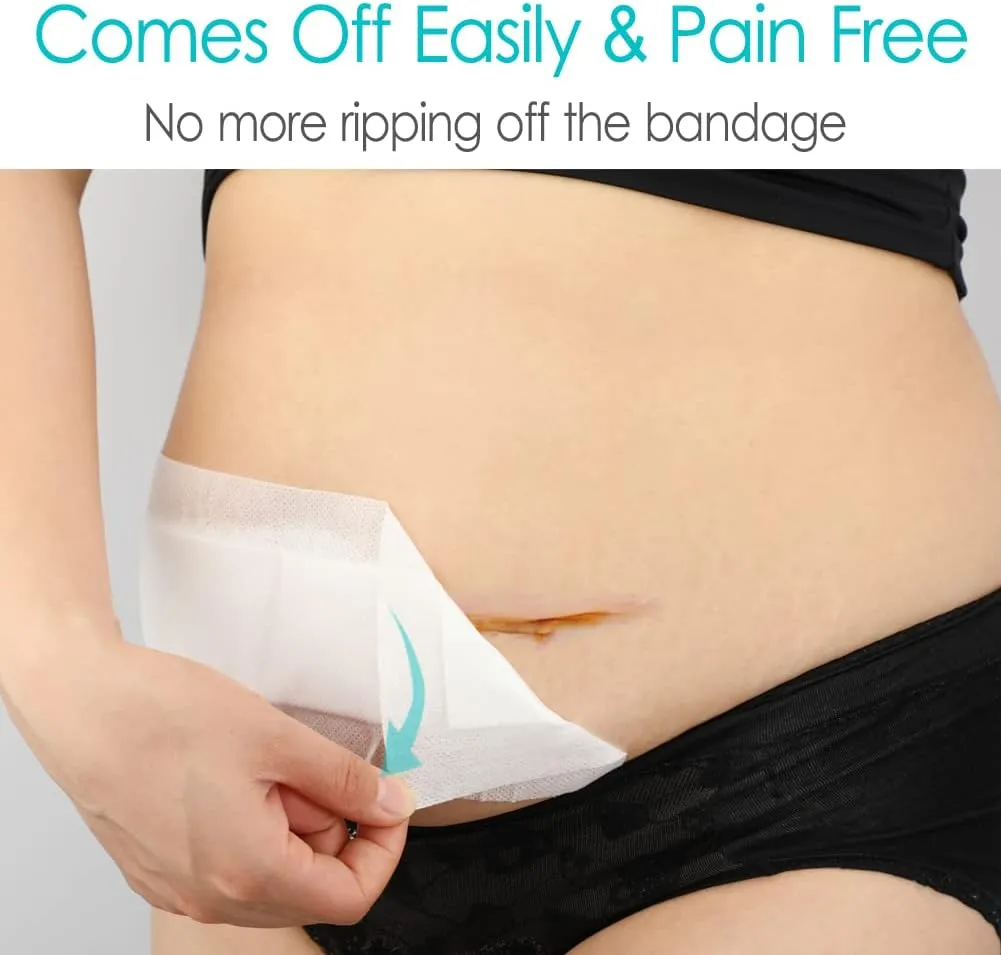 Adhesive Island Wound Dressings Knee Replacement Surgery Breathable Bordered Gauze Large Bandage Patches with Non-Stick Pad for Hip Surgery Abdominal Back Incision 4"x10" (Pack of 20)