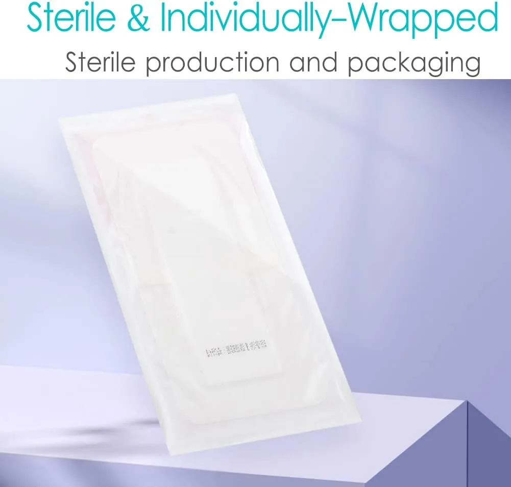 Adhesive Island Wound Dressings Knee Replacement Surgery Breathable Bordered Gauze Large Bandage Patches with Non-Stick Pad for Hip Surgery Abdominal Back Incision 4"x10" (Pack of 20)