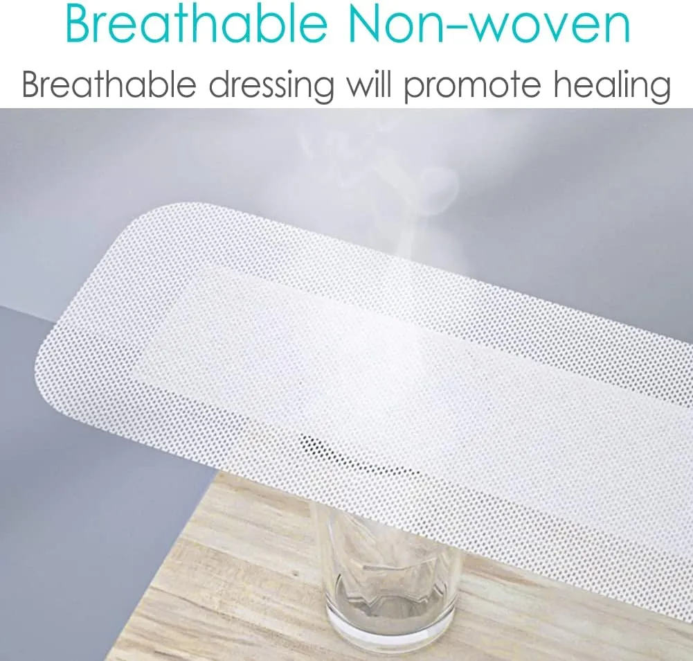 Adhesive Island Wound Dressings Knee Replacement Surgery Breathable Bordered Gauze Large Bandage Patches with Non-Stick Pad for Hip Surgery Abdominal Back Incision 4"x10" (Pack of 20)