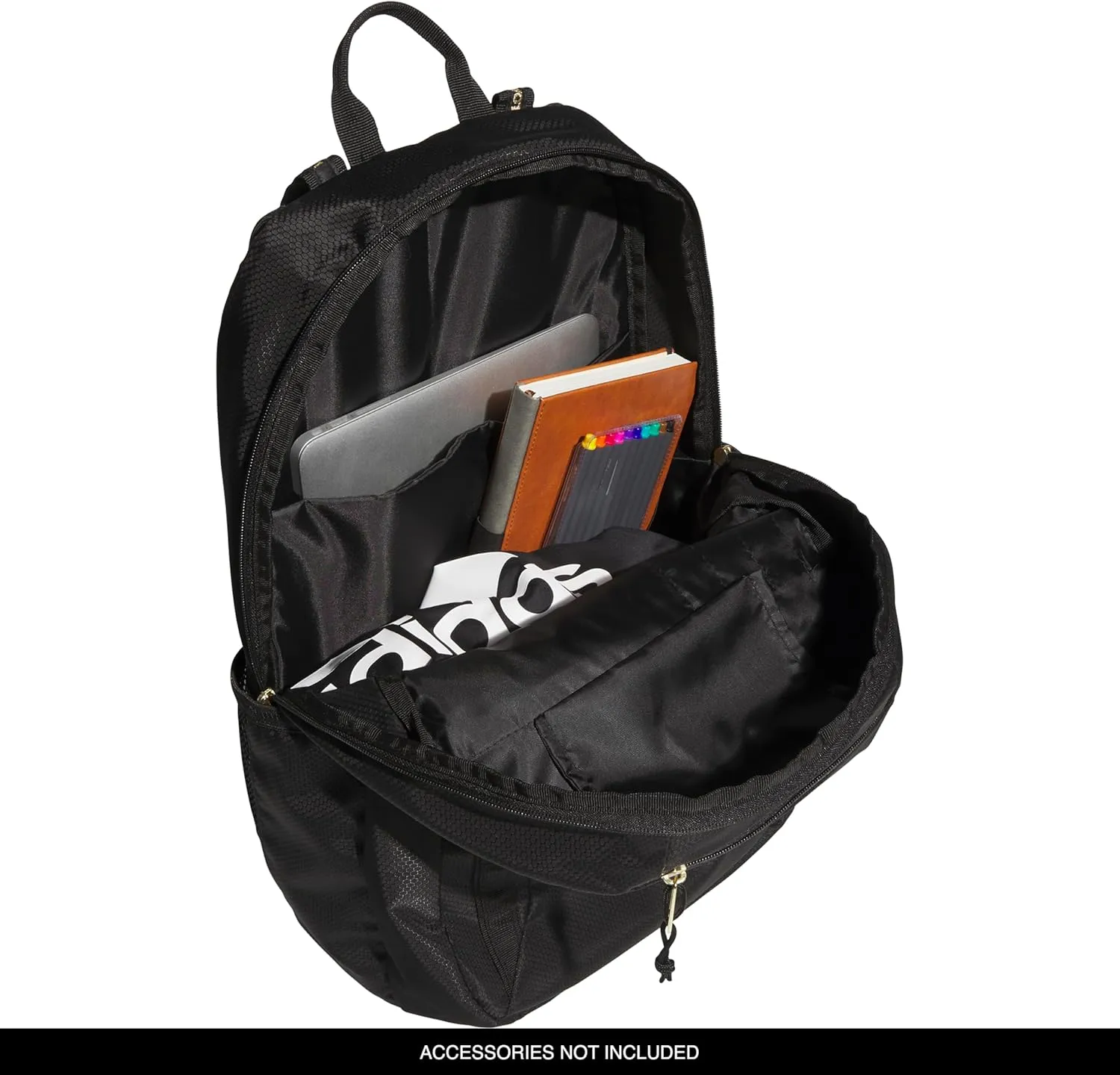 adidas Excel Backpack, Durable Large Athletic Laptop Bag, Black/Gold Metallic, One Size