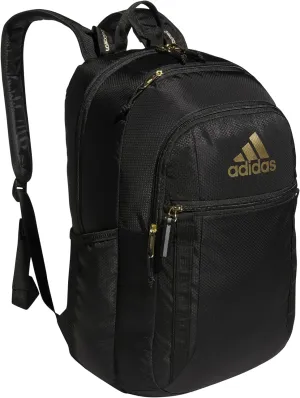adidas Excel Backpack, Durable Large Athletic Laptop Bag, Black/Gold Metallic, One Size