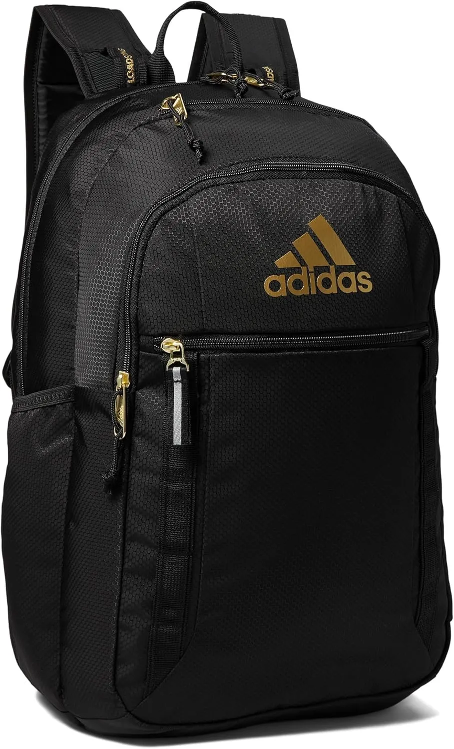 adidas Excel Backpack, Durable Large Athletic Laptop Bag, Black/Gold Metallic, One Size