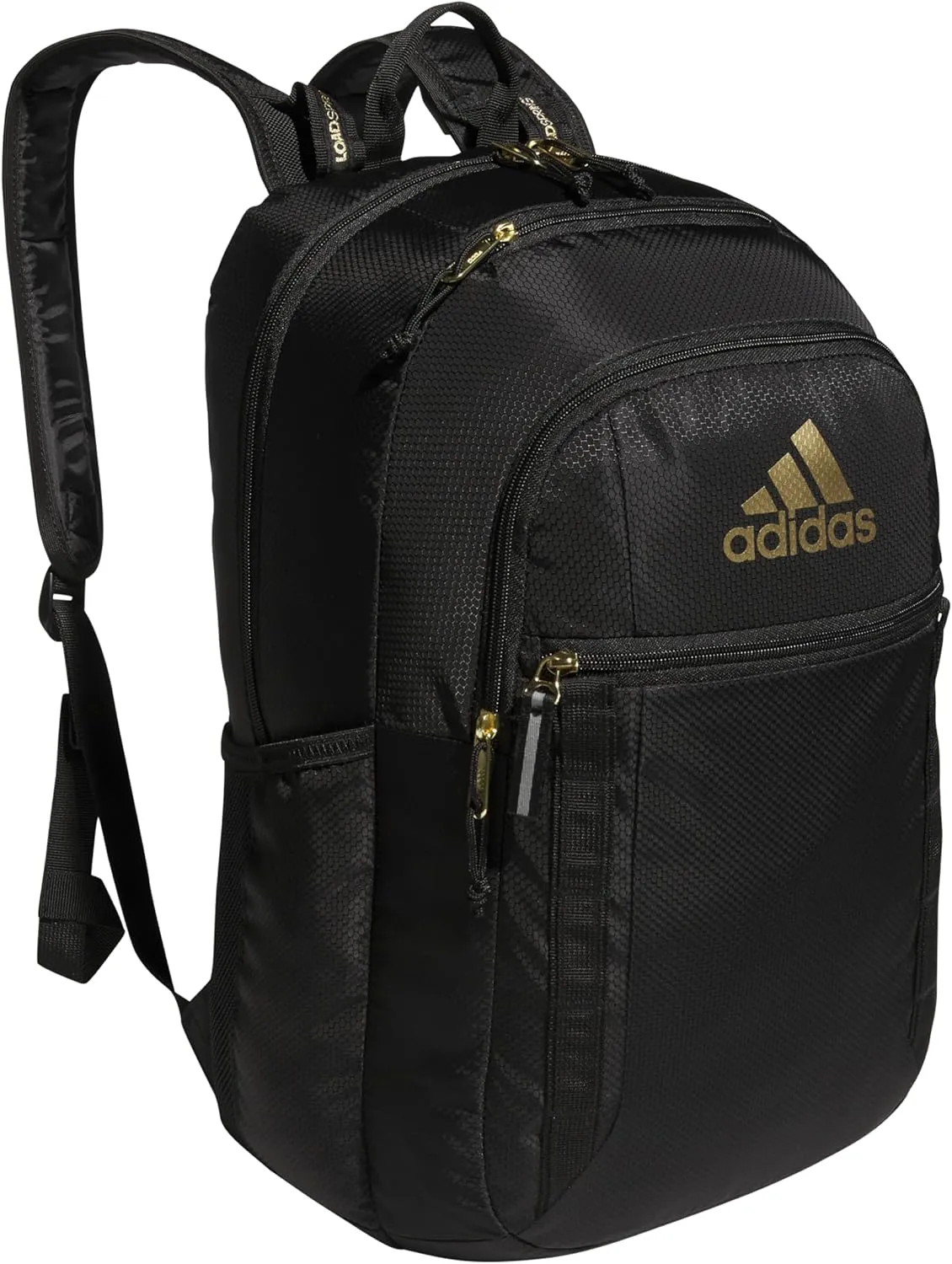 adidas Excel Backpack, Durable Large Athletic Laptop Bag, Black/Gold Metallic, One Size