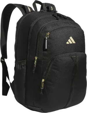adidas Prime Backpack for Work, Travel Bag for Women and Men with Padded Compartment for Laptop, Black/Gold Metallic, One Size