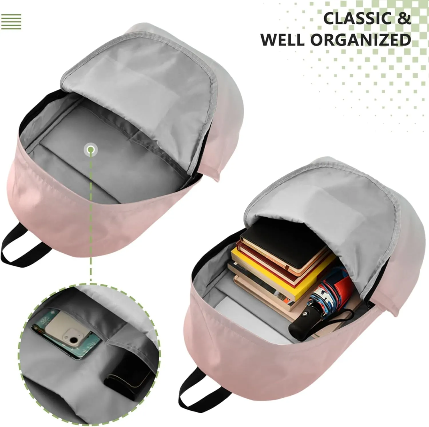 Adults Mens Cute Backpack for Women Simple Coral Pink Light Cyan Gradient Bookbag School Backpack