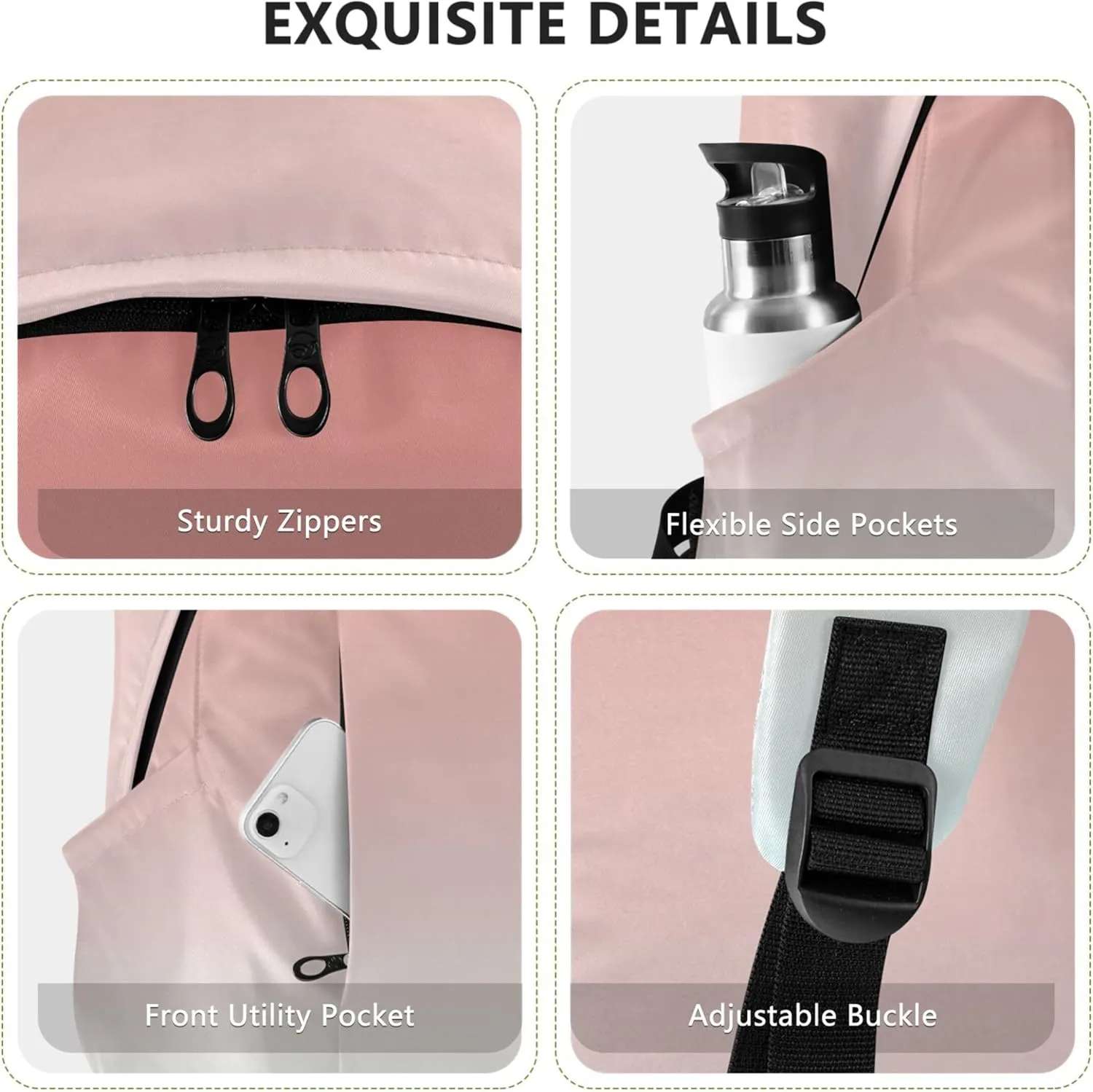 Adults Mens Cute Backpack for Women Simple Coral Pink Light Cyan Gradient Bookbag School Backpack