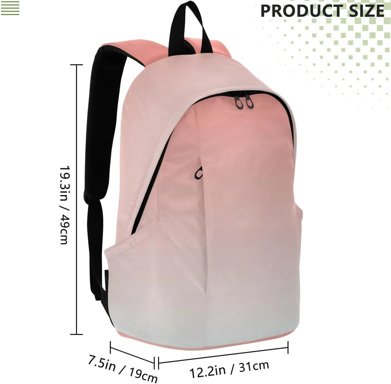 Adults Mens Cute Backpack for Women Simple Coral Pink Light Cyan Gradient Bookbag School Backpack