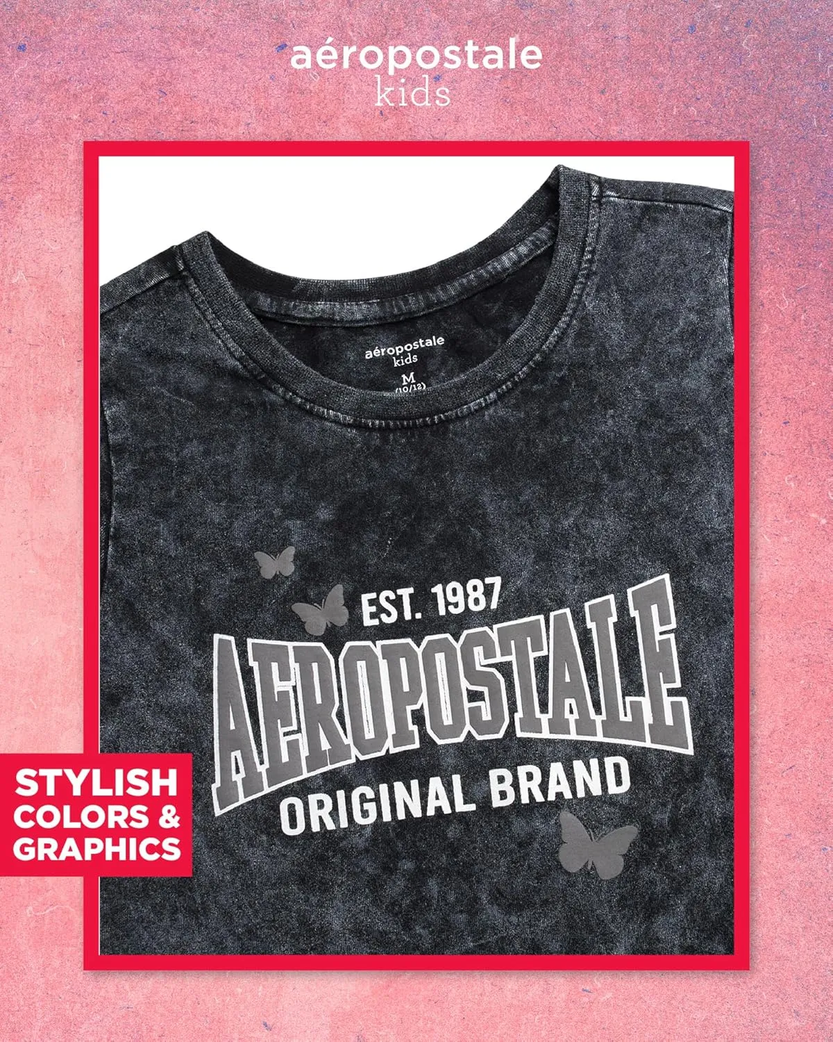 AEROPOSTALE Girls Jogger Set - 2 Piece Short Sleeve Graphic T-Shirt and Soft Fleece Cargo Jogger Sweatpants for Girls (7-16)