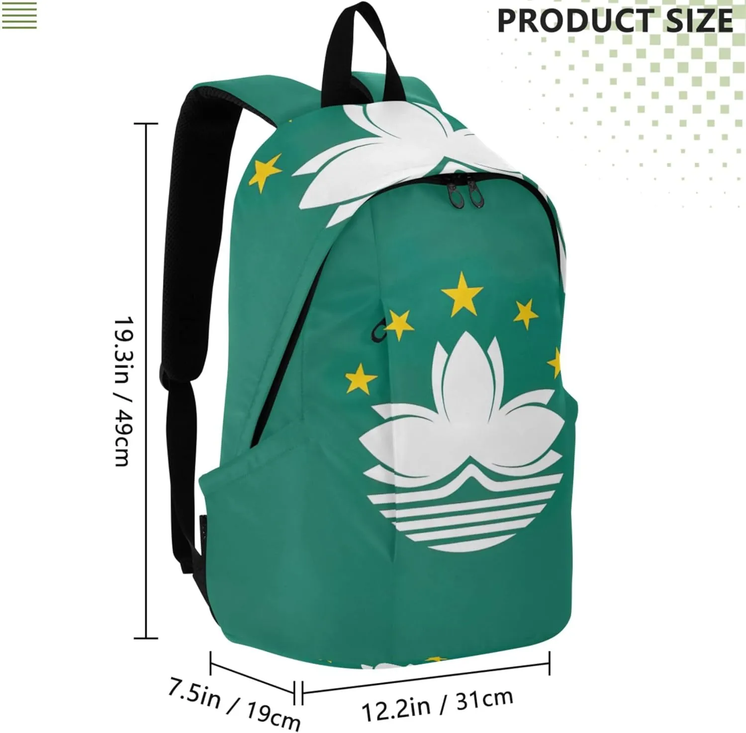 Aesthetic Casual Womens Daypack Cute Backpack Casual Macau Flag Back to School Gifts for Adults