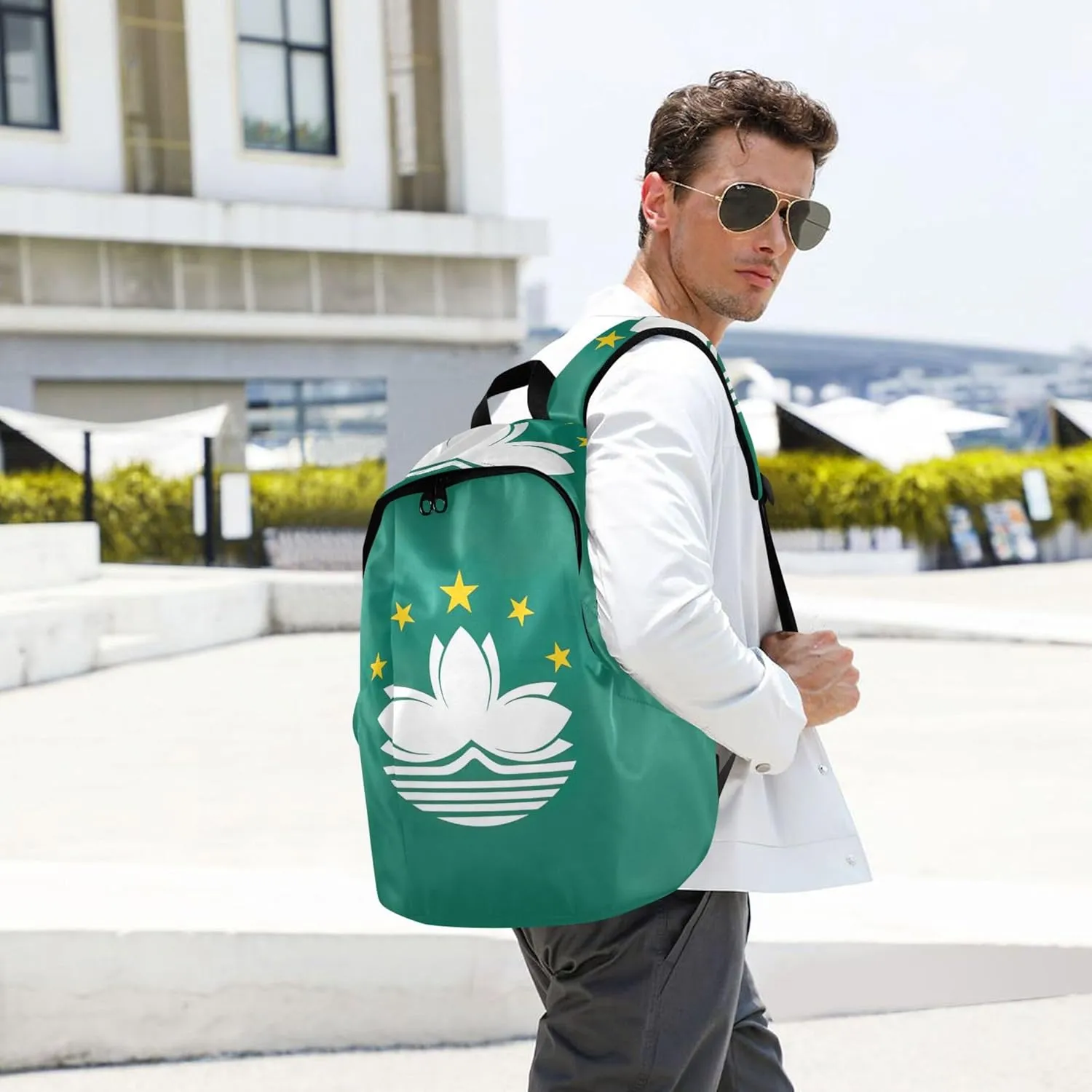 Aesthetic Casual Womens Daypack Cute Backpack Casual Macau Flag Back to School Gifts for Adults