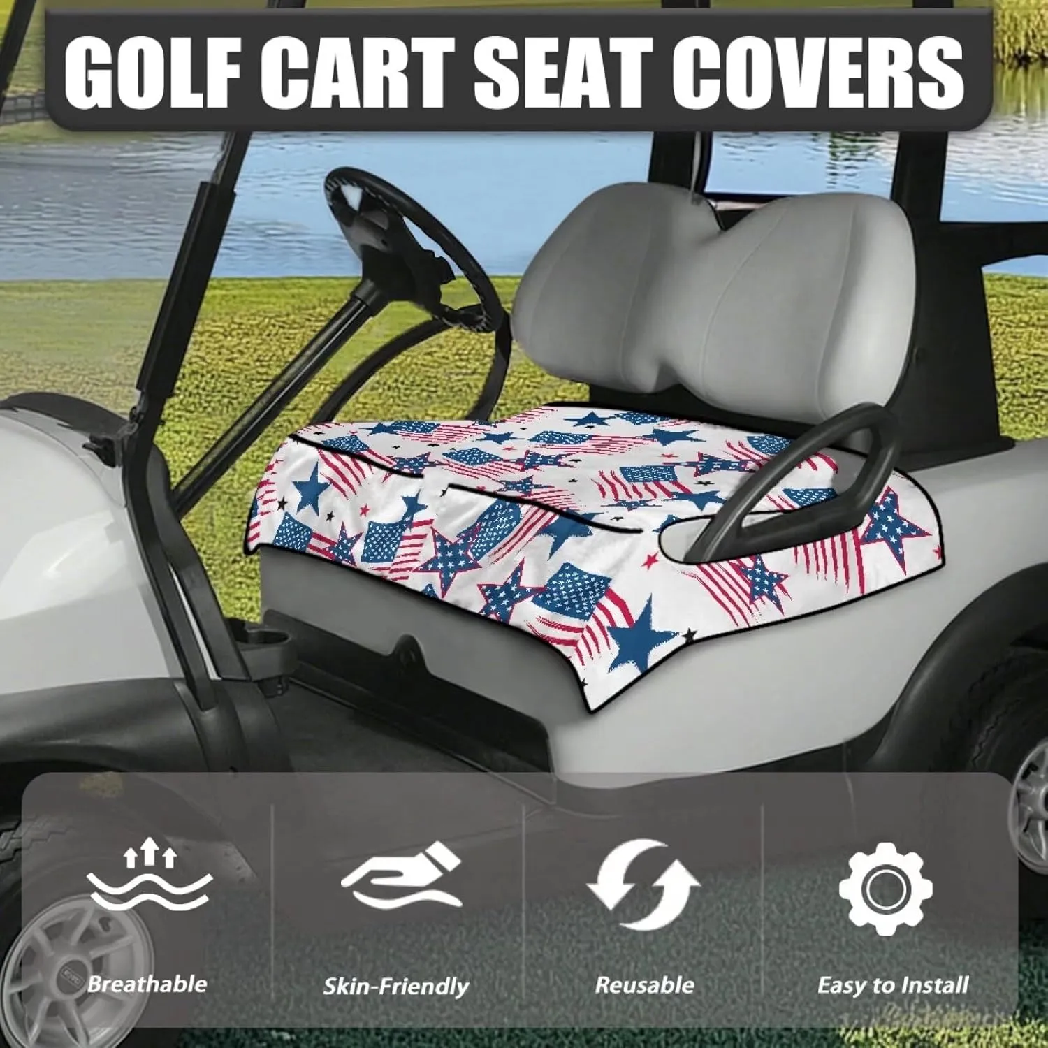 AFPANQZ Golf Cart Seat Cover with Pockets Cozy Universal Golf Cart Towels Fits Front and Back Seat of Club Cars