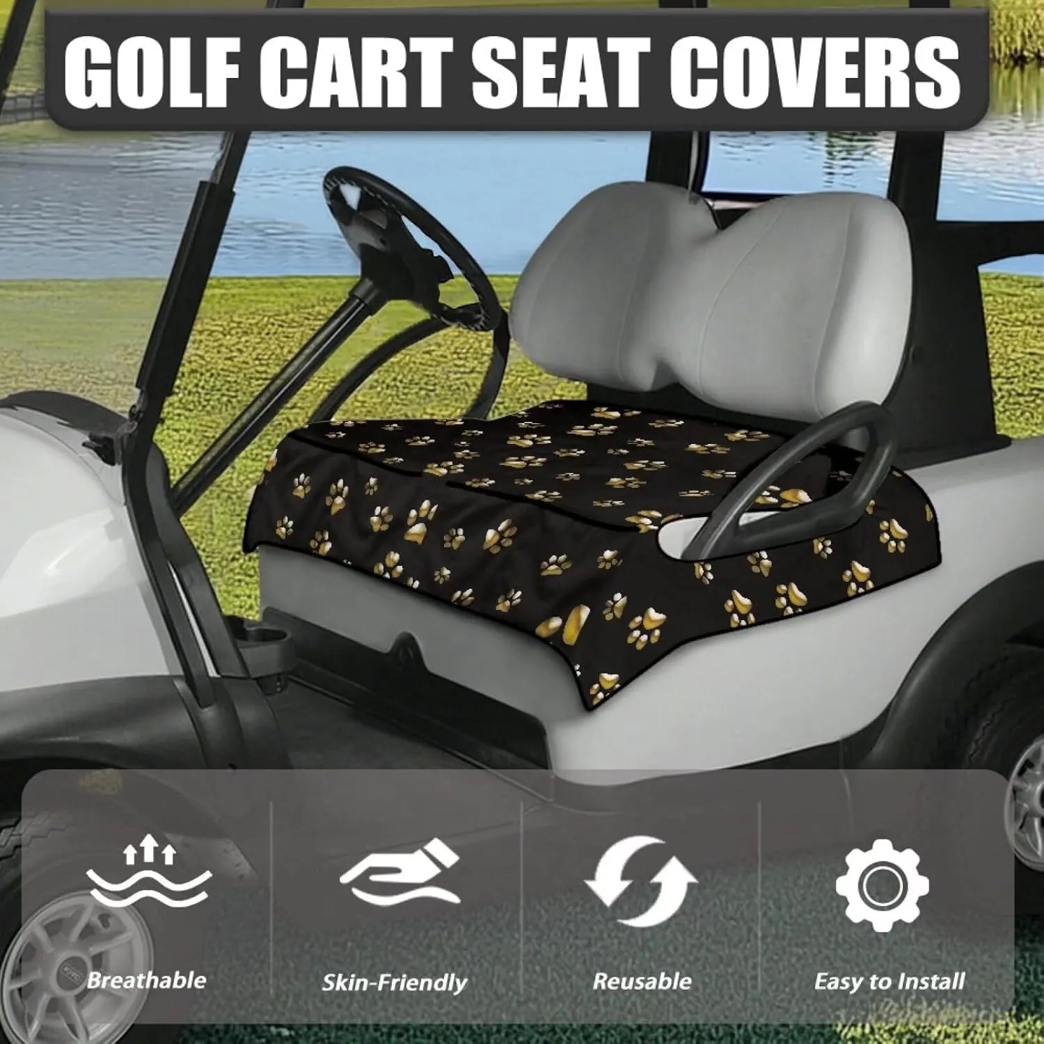 AFPANQZ Golf Cart Seat Cover with Pockets Cozy Universal Golf Cart Towels Fits Front and Back Seat of Club Cars