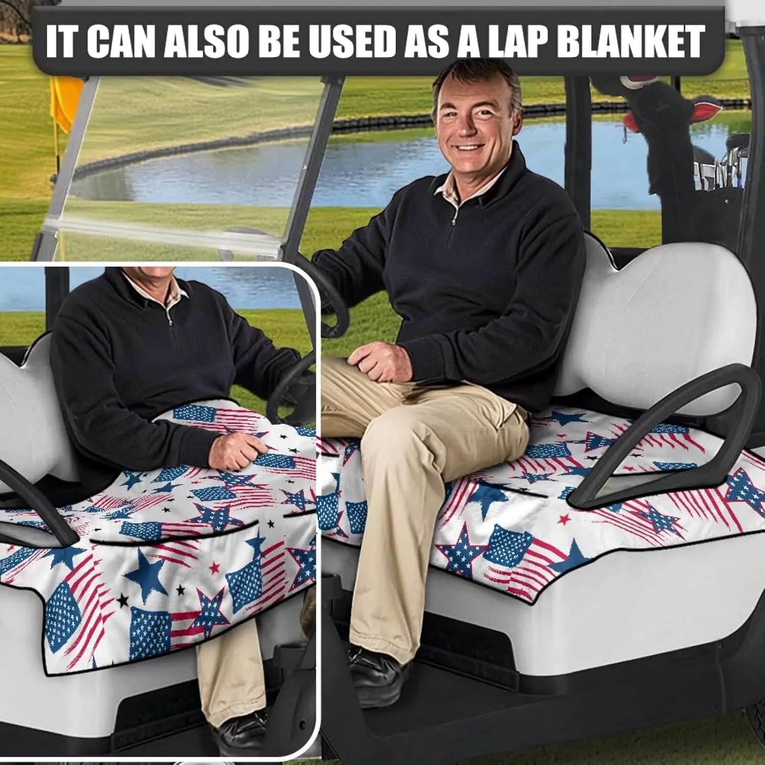 AFPANQZ Golf Cart Seat Cover with Pockets Cozy Universal Golf Cart Towels Fits Front and Back Seat of Club Cars