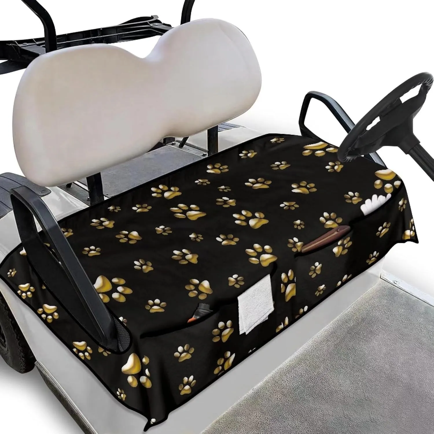 AFPANQZ Golf Cart Seat Cover with Pockets Cozy Universal Golf Cart Towels Fits Front and Back Seat of Club Cars